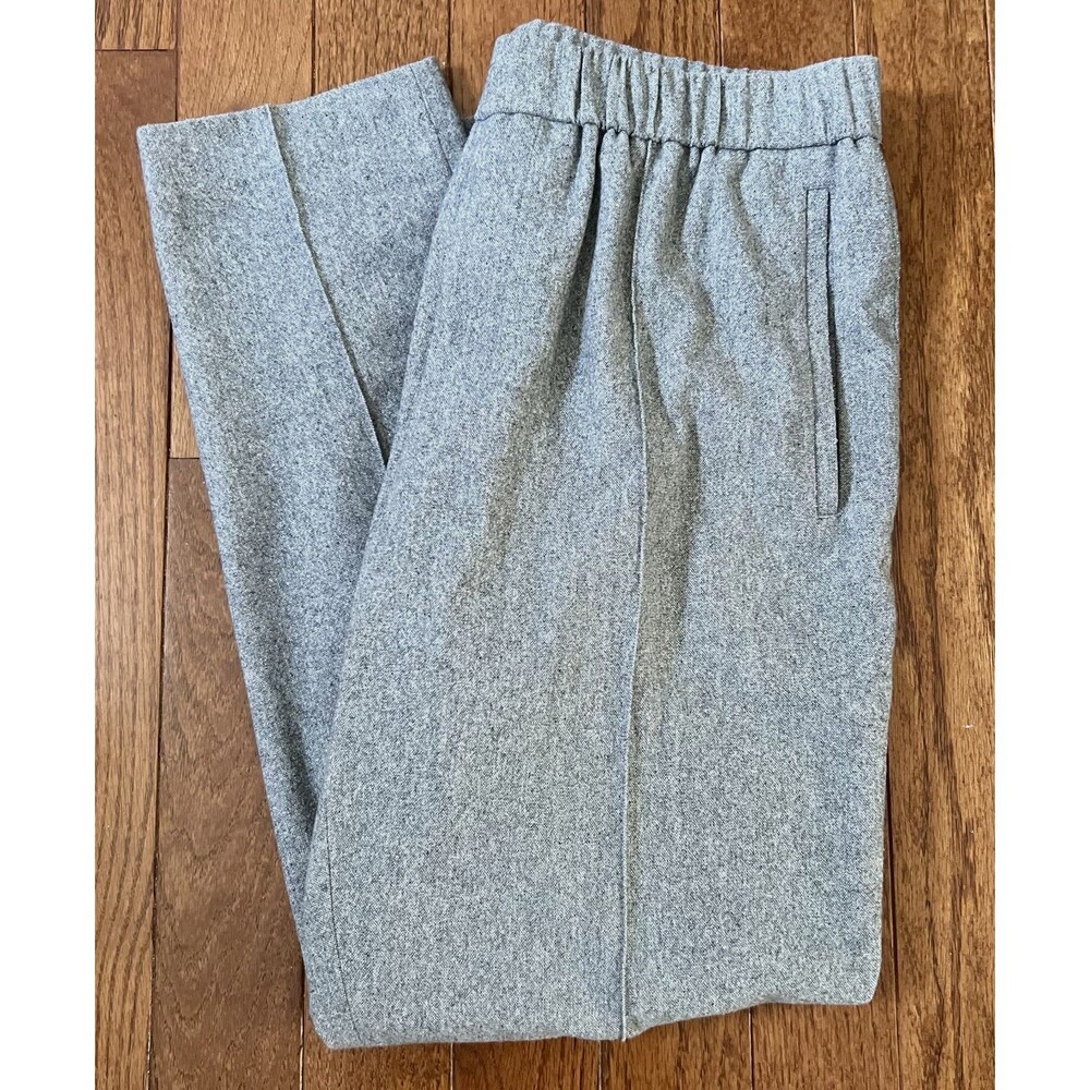 COS Mens Gray Tweed Wool Blend Pleated Tapered Pants Elastic Waist 38x29